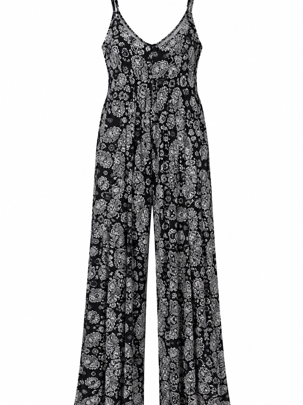 Navy & White Floral Print Wide-Leg Jumpsuit